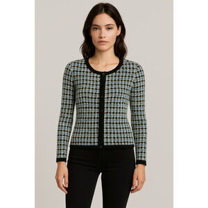 Marc Jacobs Wool Blend Knit Button Front Cardigan Blk Blue Size6 Parisian style